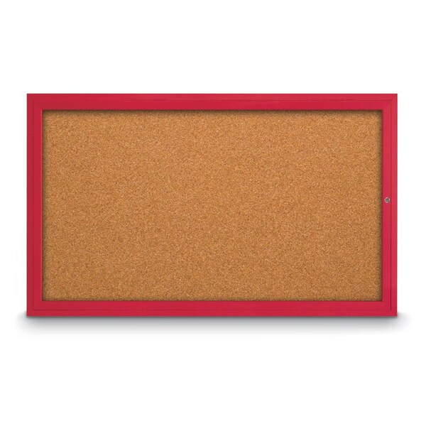 Slim Enclosed Corkboard, 24"x36", Bronze Alum Frame/Amethyst